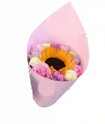 Rosas Colores Pastel con Girasol A Domiclio Persona Favorita
