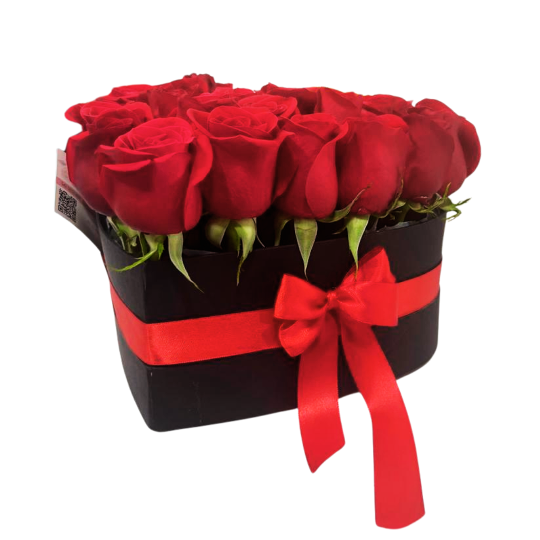 Caja de Corazon 24 Rosas Rojas