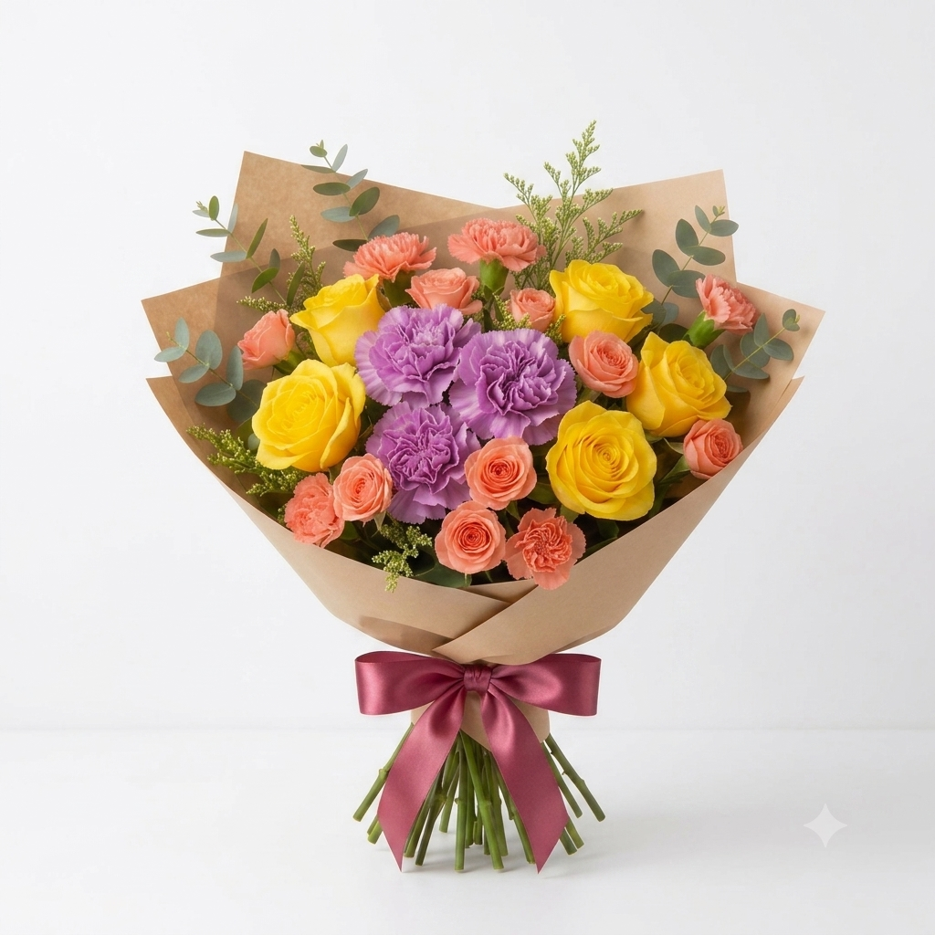 Bouquet de Rosas y Claveles Amanecer Floral