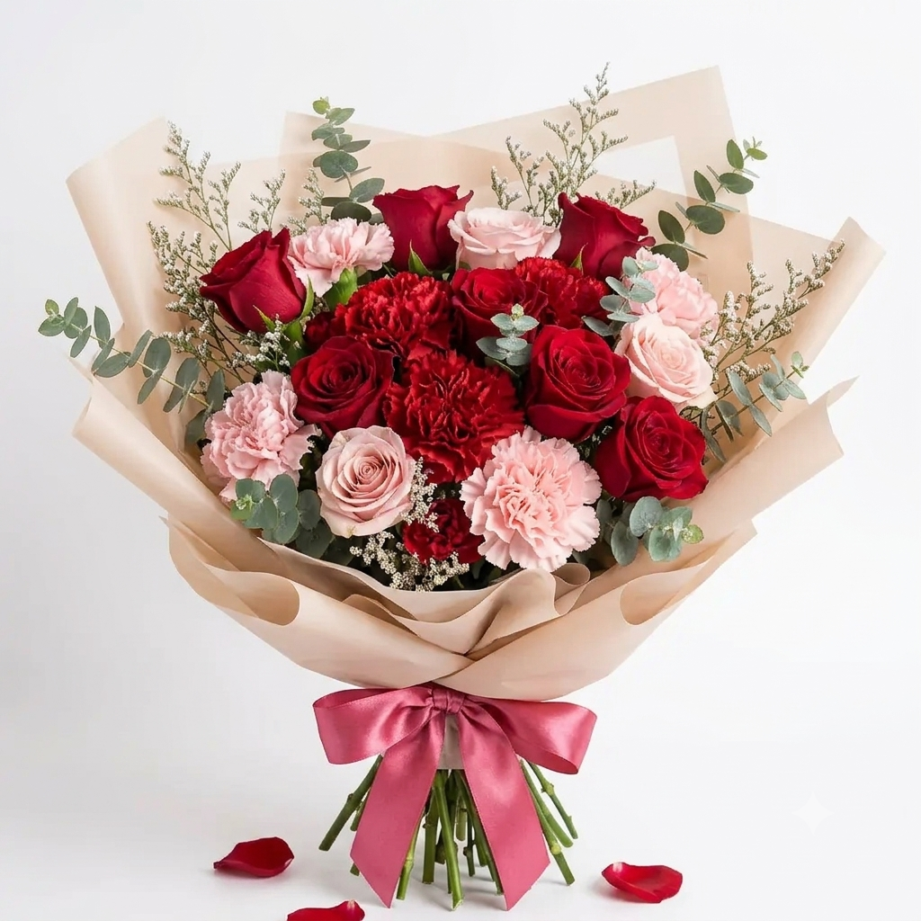 Ramo de Rosas Rosadas y Claveles
