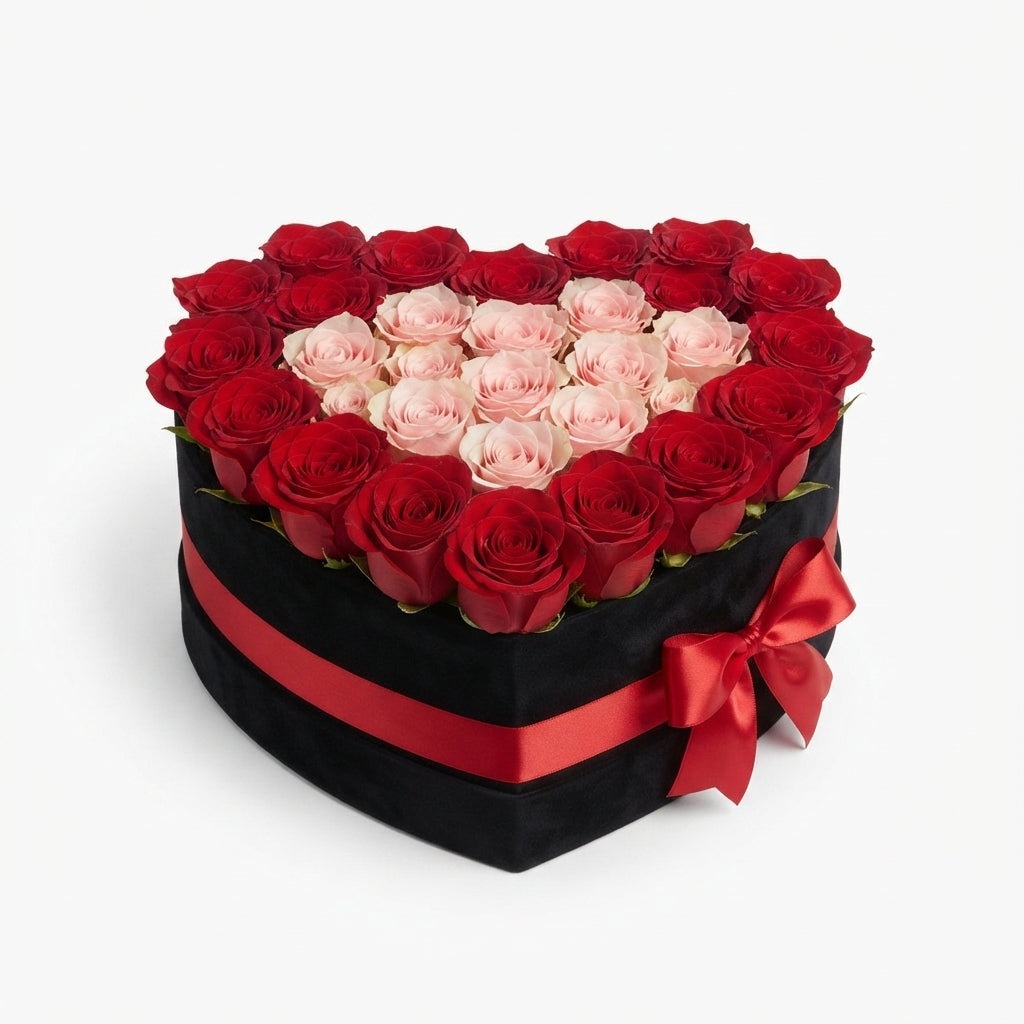Arreglo Flores Caja de Corazon 36 Rosas Rojas