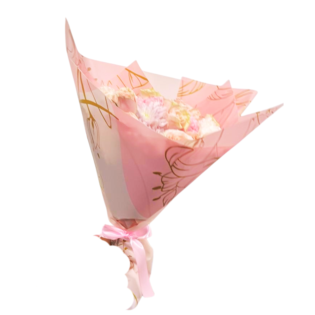 Buchon Grande Rosado con Rosas y Claveles Dulce Encanto Rosado