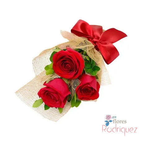 3 Rosas rojas Preciosas para Regalar con Moño Rojo en Bogotá