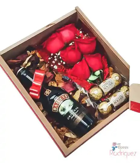 Caja Rosas Expresion De Amor con Baileys a Domicilio