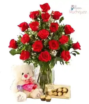 Rosas Con Peluche Y Chocolate a Domicilio
