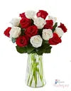 Florero Jarron de Rosas Blancas y Rojas Bogota