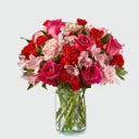 Florero de Rosas Rojas y Claveles Rosados en Bogota