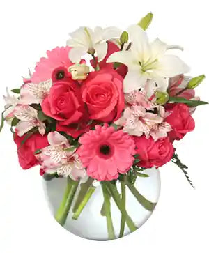 Gerberas,lirios, Astromelias, Rosas En Pecera De Cristal a Domicilio
