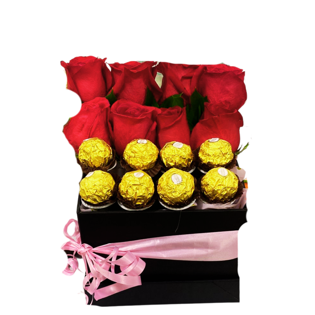 Caja de Rosas y Chocolates con Moño para Regalo Aniversario – Flores ...
