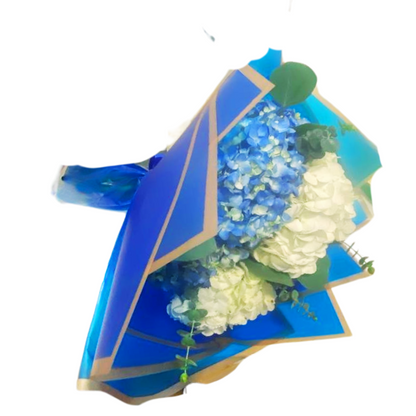 Bouquet Divino de Hortensias en Tono Azul y Blanco