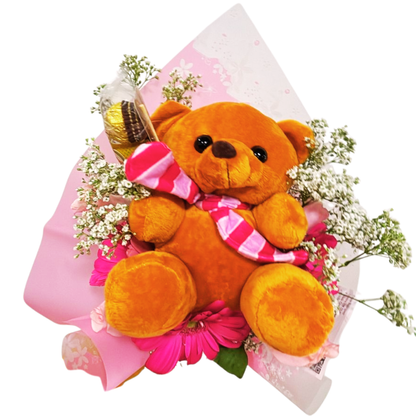 Regalo Ramo Detalle Dulce de Amor Peluche, Flores y Chocolates