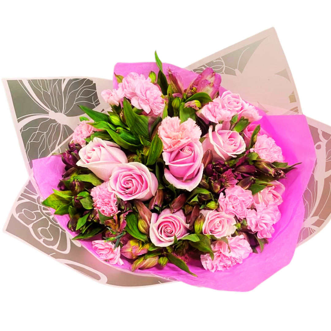 Ramo de Rosas Rosadas con Astromelias y Claveles a Domicilio