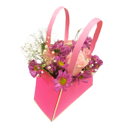 Hermoso Bolso para Mujer con Rosas Rosadas y flores en Color Pastel Dia de la Madre