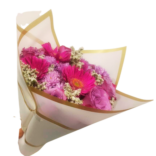 Ramo de Gerberas Moradas con Margaritas Lila y Decoración