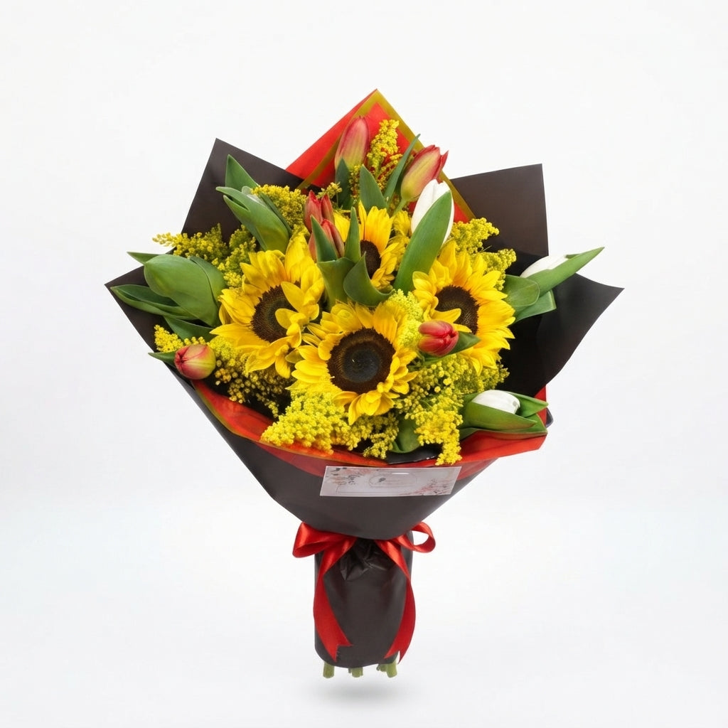 Ramo Bouquet de Tulipanes Con Girasoles para Bogotá