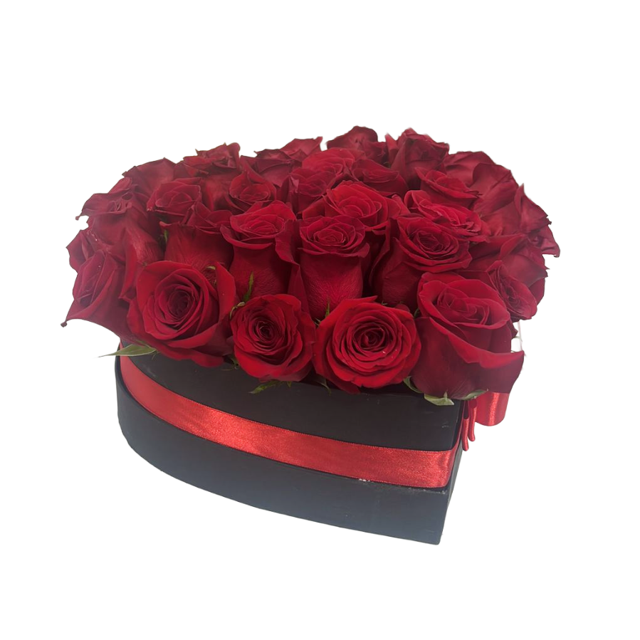Hermosa Caja Corazon 24 Rosas Rojas para bogota