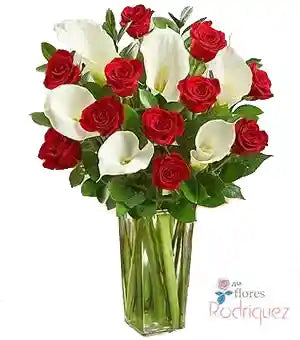 Jarrón de Rosas Rojas Y Cartuchos a Domicilio
